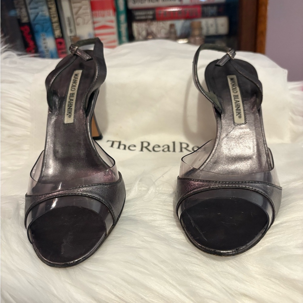 Manolo Blahnik Metallic Black Heels